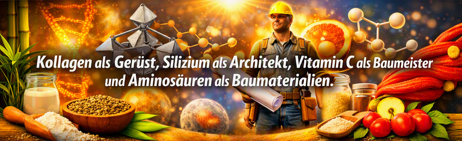 Kollagen als Gerüst, Silizium als Architekt, Vitamin C als Baumeister und Aminosäuren als Baumaterialien